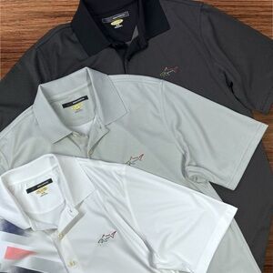 Greg Norman Men’s Multicolor Performance Polos. Set of 3. Size Medium.